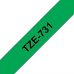 Tze-731 ruban 12 mm x 8 m noir sur vert brother