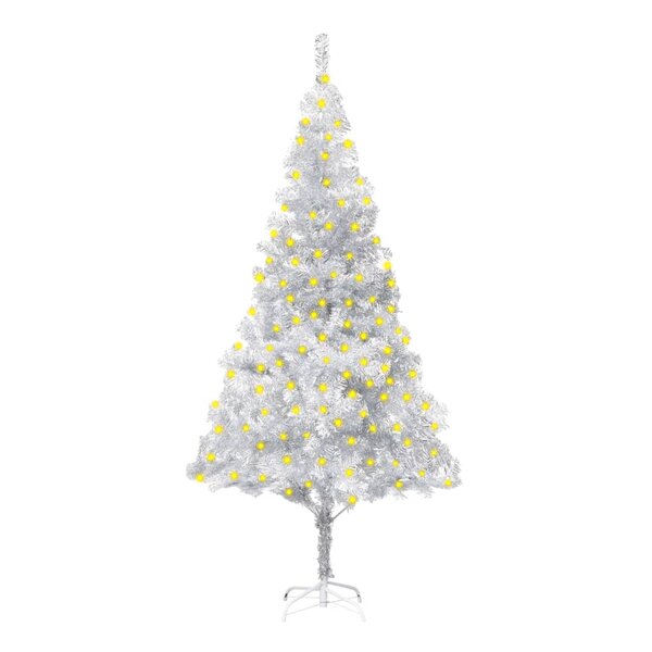 vidaXL Sapin de Noël artificiel pré-éclairé/support argenté 180 cm PET