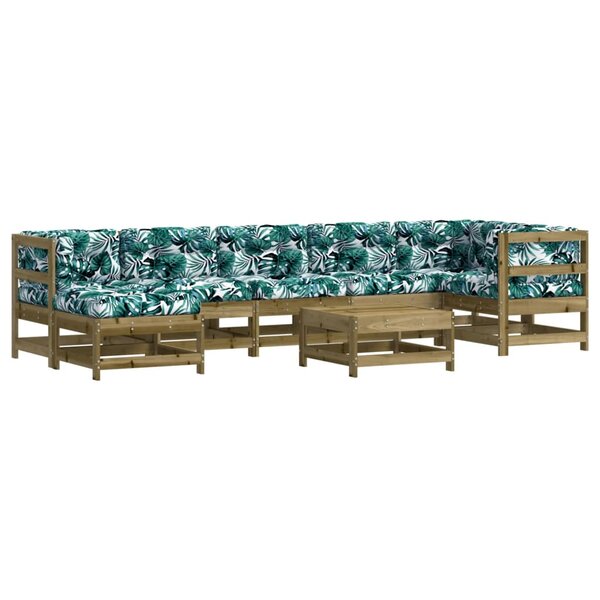 vidaXL Salon de jardin 8 Pièces avec coussins bois de pin imprégné