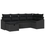 vidaXL Ensemble de canapé de jardin 6 Pièces Noir 55 x 62 x 69 cm