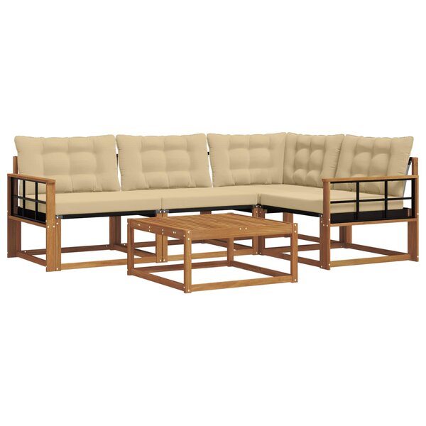 vidaXL Ensemble de canapés d'extérieur 5 Pièces Naturel et Beige
