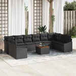 vidaXL Ensemble de canapé de jardin 11 Pièces Noir Poly rotin