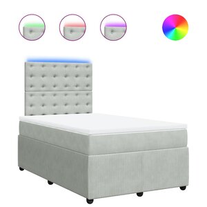 vidaXL Sommier à lattes de lit et matelas gris clair 120x190cm velours