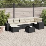 vidaXL Salon de jardin 8 Pièces avec coussins noir résine tressée