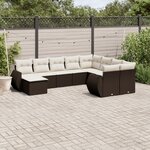 vidaXL Salon de jardin 10 Pièces avec coussins marron résine tressée