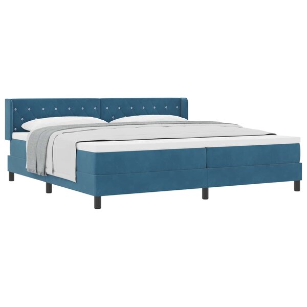 vidaXL Lit à ressorts avec matelas Bleu foncé 200 x 200 cm Polyester