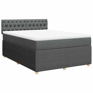 vidaXL Sommier à lattes de lit avec matelas Gris foncé 140x200cm Tissu