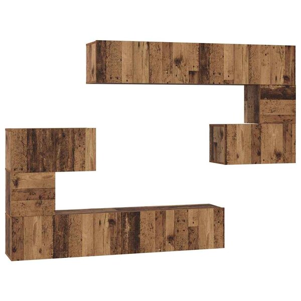 vidaXL Ensemble meuble TV 8 Pièces Bois Ancien Bois d'ingénierie