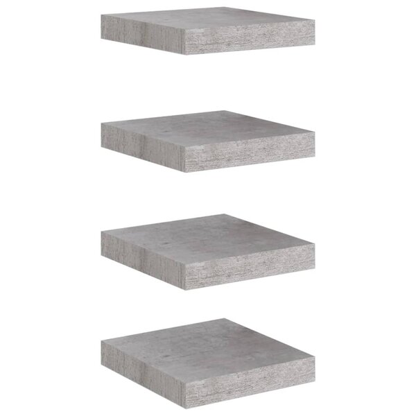 vidaXL Étagères murales flottantes 4 Pièces gris béton 23x23 5x3 8 cm MDF