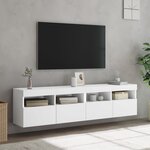 vidaXL Meubles TV muraux avec lumières LED 2 Pièces blanc 80x30x40 cm