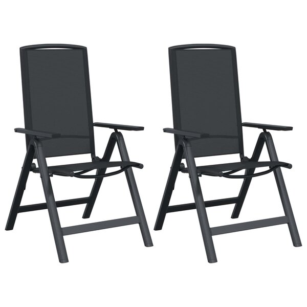 vidaXL Chaises de jardin inclinables 2 Pièces Noir 58 x 71 x 112 cm