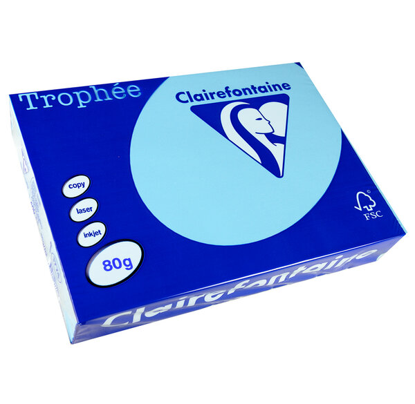 Ramette 500 Feuilles Papier 80g A4 210x297 mm Certifié FSC Bleu alizé TROPHÉE