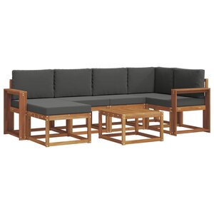 vidaXL Ensemble de canapés d'extérieur 7 Pièces Naturel et Anthracite