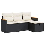 vidaXL Salon de jardin 4 Pièces avec coussins noir résine tressée