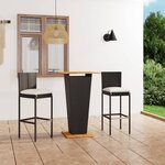 vidaXL Ensemble de bar de jardin 3 Pièces et coussins Résine tressée Noir