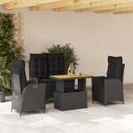 vidaXL Ensemble à manger de jardin 4 Pièces avec coussins noir