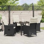 vidaXL Ensemble de salle à manger pour jardin 5 Pièces Noir Poly rotin