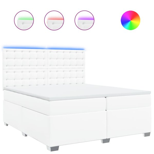 vidaXL Sommier à lattes de lit avec matelas Blanc 200x200cm Similicuir