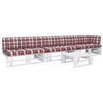vidaXL Salon de jardin palette 4 Pièces et coussins pin imprégné de blanc