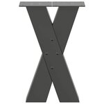 vidaXL Pieds de table basse en forme de X  2 pièces  anthracite  28 x (42-43) cm  acier