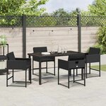 vidaXL Ensemble de salle à manger pour jardin 5 Pièces Noir polyrotin