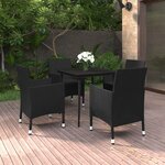 vidaXL Ensemble à manger de jardin coussins 5 Pièces Résine tressée Verre