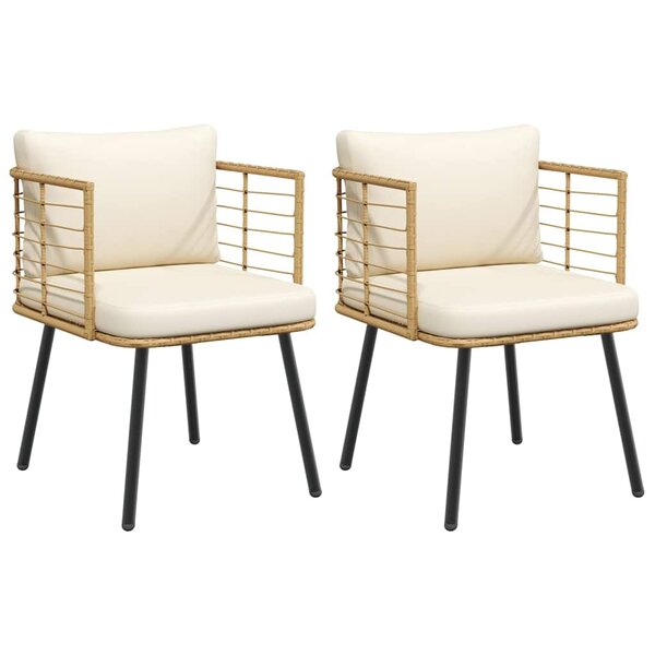 vidaXL Chaises de jardin lot de 2 avec coussins naturel résine tressée