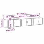 vidaXL Ensemble de meuble TV mural 3 Pièces Chêne noir 80 x 34 5 x 40 cm