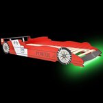 vidaXL Lit voiture de course pour enfants avec LED 90 x 200 cm Rouge