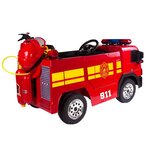 Camion de pompier electrique rouge 35w avec casque  lance et extincteur  indicateur de batterie et télécommande parentale