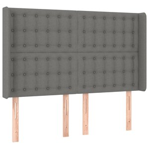 vidaXL Tête de lit avec oreilles Gris foncé 147x16x118/128 cm Tissu