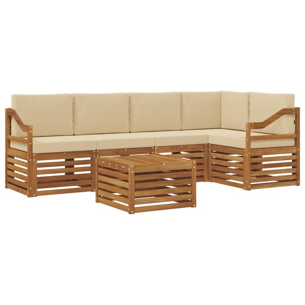 vidaXL Ensemble de canapé d'angle avec coussin 6 Pièces Naturel et Beige