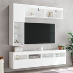 vidaXL Ensemble de meubles TV muraux 7 Pièces avec lumières LED blanc