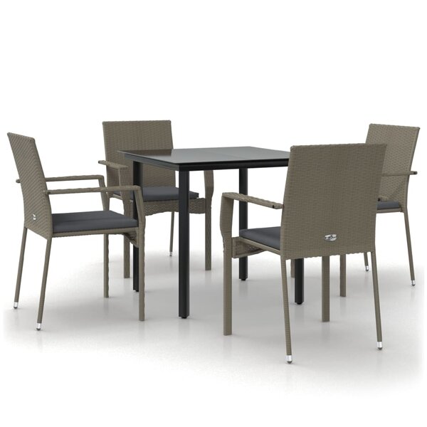 vidaXL Ensemble à manger de jardin coussins 5 Pièces noir et gris