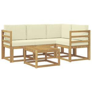 vidaXL Ensemble de canapés d'extérieur 5 pc Blanc et crème