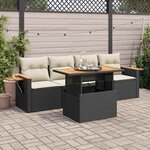 vidaXL Salon de jardin 5 Pièces avec coussins noir résine tressée acacia