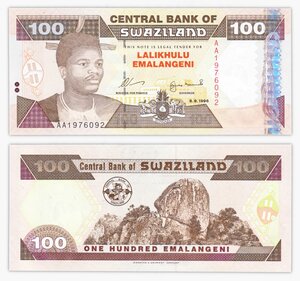 Billet de collection 100 emalangeni 1996 Swaziland - Neuf - P27