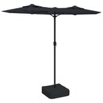 vidaXL Parasol de jardin à double tête avec LED noir 316x145 cm