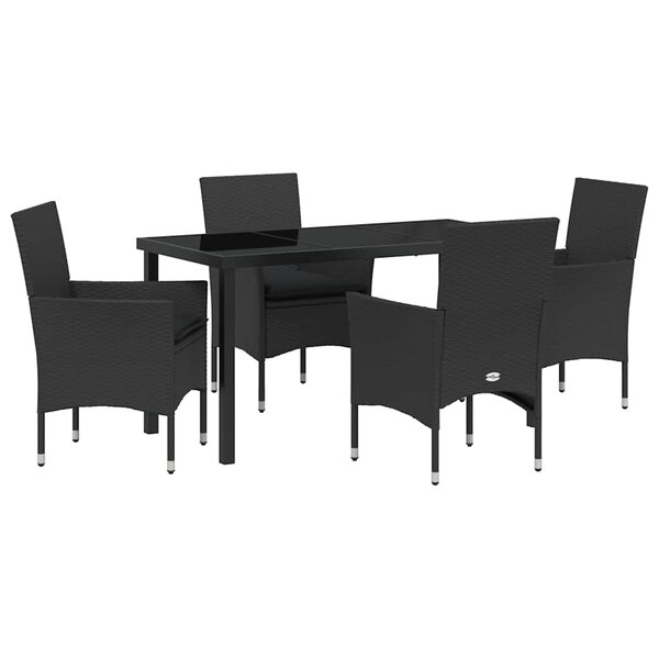 vidaXL Ensemble de salle à manger pour jardin 5 Pièces Noir Poly rotin