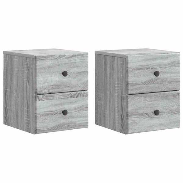 vidaXL Cabinet de chevet mural 2 Pièces Sonoma gris 34 5 x 33 x 40 cm