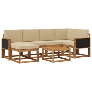 vidaXL Ensemble de canapés d'extérieur 7 pc Naturel et Beige