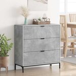 vidaXL Buffet Gris béton 79 5 x 33 x 82 cm Bois d'ingénierie
