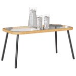 vidaXL Table basse Marron et Noir 90 x 45 x 43 cm Poly Rattan et verre