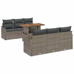 vidaXL Ensemble de canapé de jardin 7 Pièces Gris Poly rotin