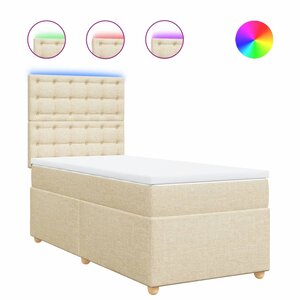 vidaXL Sommier à lattes de lit avec matelas Crème 90x200 cm Tissu