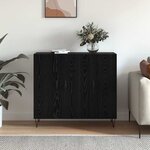 vidaXL Buffet Chêne noir 90 x 32 5 x 80 cm Bois d'ingénierie