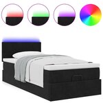 vidaXL Lit ottoman avec matelas et LED noir 80x200cm velours