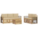 vidaXL Ensemble de canapés d'extérieur 6 pc Blanc et Beige Polyester