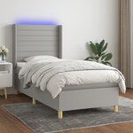 vidaXL Sommier à lattes de lit matelas LED Gris clair 80x200cm Tissu