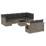 vidaXL Salon de jardin avec coussins 10 Pièces gris résine tressée